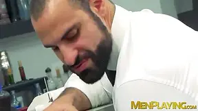 Matthew Anders In Inked Classy Hunk Drilling Hairy Businessman