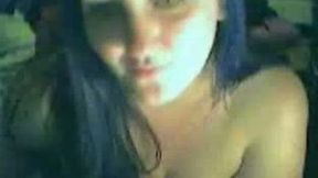 Brunette teen on the webcam showed her amazing boobies