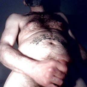 Hairy Tony Bear load wank jerking cum