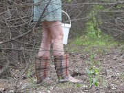 Peeping Tom on teen play with pussy in forest, public masturbation orgasm