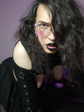 Goth trans girl shows off her big dick