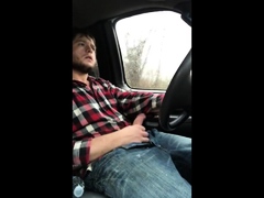 Jerking cock while driving in my car