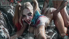 Harley Quinn - Naughty Bathing In Cum (realistic Ai Generated)