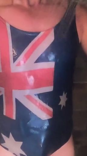 Aussie in a One Piece Swimsuit