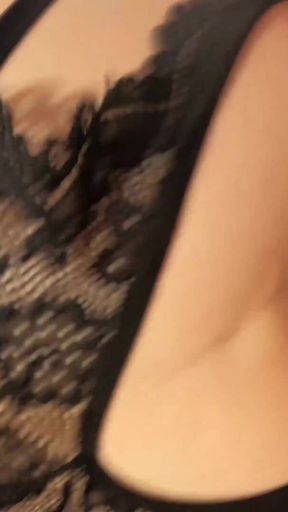 Babe in Black Garnet Lingerie Smokes, Fucks a Toy, Sucks Cock &amp; Gets Creampie   Clip 1