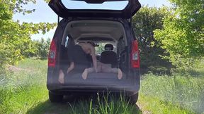 Scandinavian MILF gives blowjob in public car and rides to climax