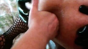 BBW with huge strap-on fucks sissy CD slave