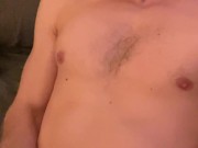 Muscular MAN moans while jerking his SENSITIVE cock! Morning work-out