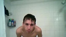 Andrew showing off in the shower