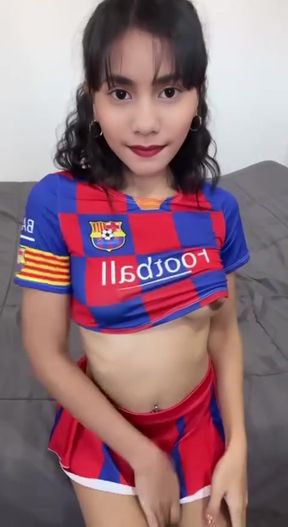Professional black teen GF gives a titjob and sucks cock solo