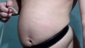 Inflating Gastric Stretches Big Drum, Painful Slap to Navel