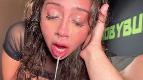 Ruthless throat fuck and with profuse salivation