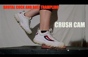 Cruel Raver Girl's Filthy Disruptors Tear Cock and Balls Apart **CRUSH CAM version** **** CBT trampling shoejob with rough, chunky FILA sneakers