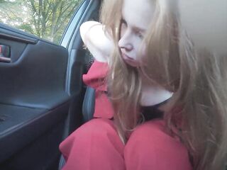 Lena Sucks Knob in Car