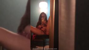 ”Big Tit Teen Masturbates quietly while her parents are in the next room”