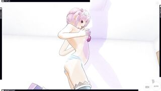 3D CARTOON Neptunia Caresses a Cock with her Titties and makes you