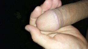 Night outdoor solo mastrubation on a bank with cumshot