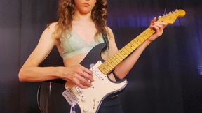 Playing Guitar in a Bra - Veiny Hands & Fingers 🎸