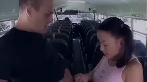 Asian bimbo sucks on the bus