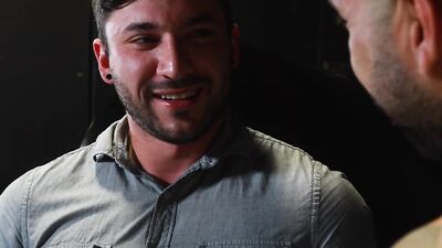 Cock hungry Scott Demarco sucks his mate's phallus in the garage