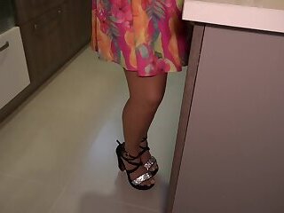 I lift my neighbor's dress and put it all in her tight pussy