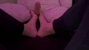 Sultry Italian MOM pleases herself with a dildo footjob