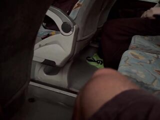 Oral from a stranger on the bus and a massive spunk fountain in a hotel