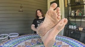 Showing off my dirty feet