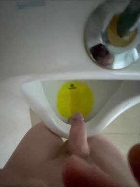 Dared to Piss Fully Naked in Public Toilets Urinal