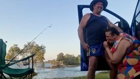 Bbw Milf Blows Him By The River