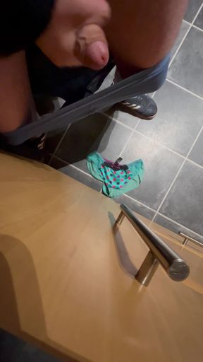 Sneaky wank on wife's pants after fridge raid