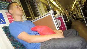 Sneaky Stroke: Hard Dick Rubbed Between Thighs in Packed Subway Station – SneakyStroke