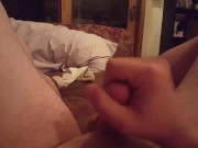 Normal guy jacks off on couch