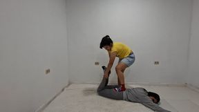 Her friend tries to knock her down but can't (Custom)
