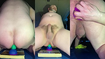 SloppyBottom Fucks the Rainbow Dildo and Sissygasms