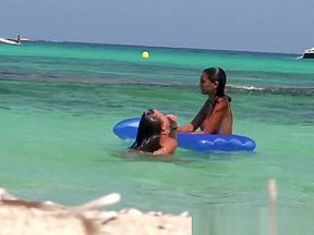 Massive natural big boob teen going topless on the public beach!