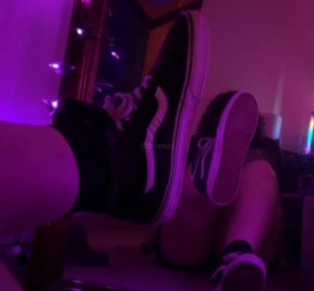 Removing my dirty vans & socks in the mirror