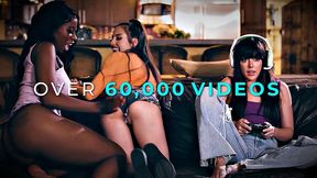 GIRLSWAY - Kinky Stacked Lesbians Have Rough Strap-On Orgy In Abandoned Garage
