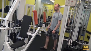 HUNT4K Cute girl instead of training has sex in gym with rich hunter