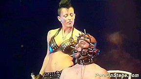extreme needle fetish on public stage