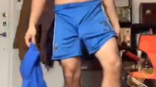 Free balling in blue shorts part 2