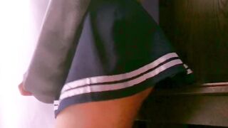 Thin Ginger chinese sluts Rubbing School Table after Class when no ones Watching Japan 19 Yo Uniform