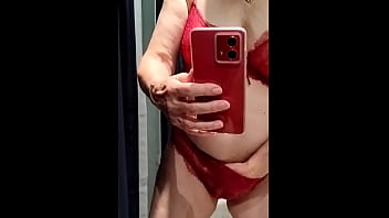 Naughty girl in M &amp_ S changing room, panties went back on the display rack