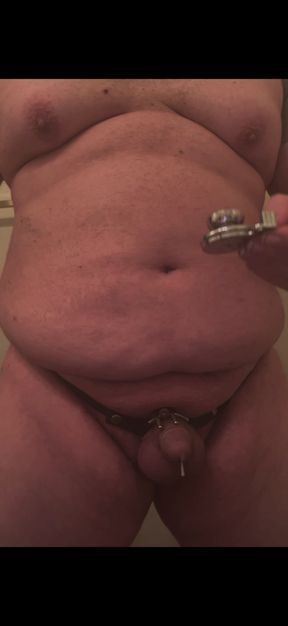 Sissy chastity flat cage cum