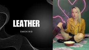 smoking in leather miniskirts