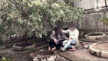 Neighbor's sister-in-law gives a hot handjob in the jungle