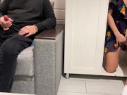 StepMom Caught StepSon Jerking off and help him to Cum Quick Creampie