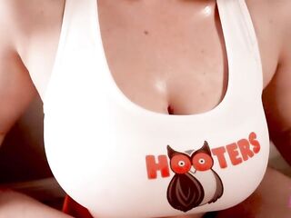 Hooters Waitress with Giant Boobs Makes My Fantasy Come True