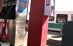 Kylie Worthy pumps gas and strips her panties off at ...