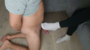 Ballbusting and Ruined Orgasm in White Socks!